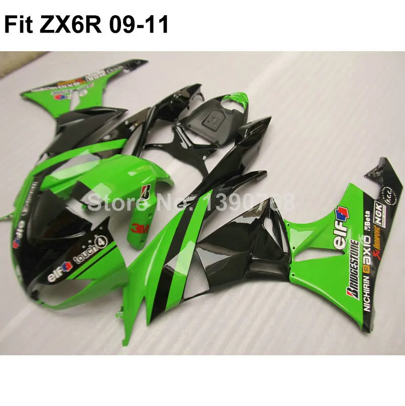 aftermarket body parts  fairings for Kawasaki Ninja 636 ZX6R 09 10 11 green black  fairing kit  ZX-6R 2009 2010 2011  VI31