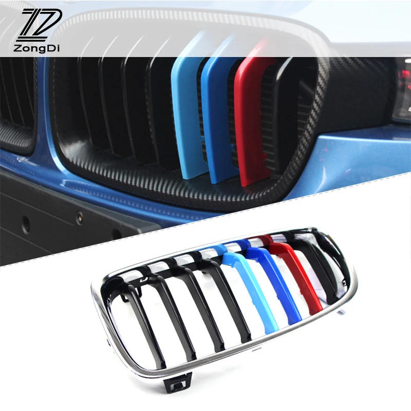 ZD For BMW X1 F48 E84 X3 F25 X5 F15 E70 X4 F26 X6 E71 F16 Accessories 3pcs Car Front Grille Trim Sport Strips Cover Styling