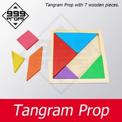 Tangram Prop jigsaw prop puzzle props escape room put all  pieces into the wooden box to unlock Chamber game props 999PROPS