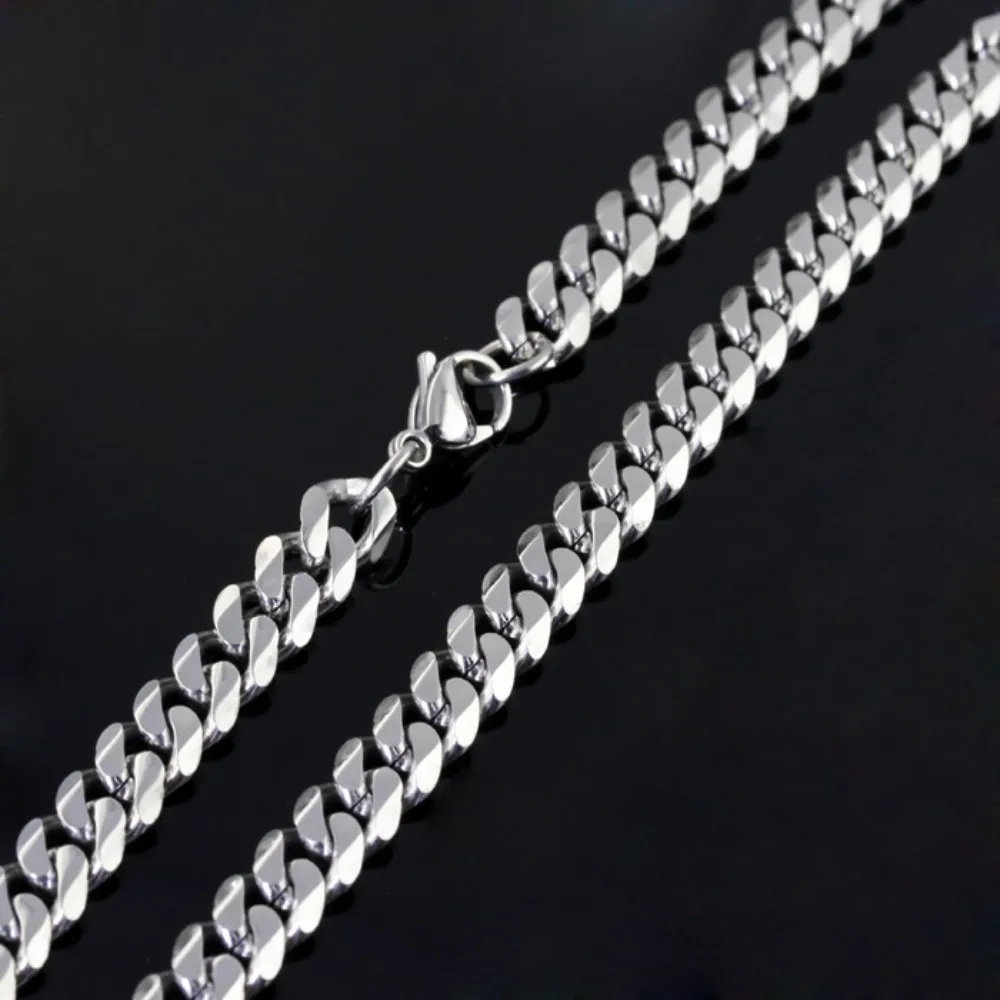 5pcs in bulk  5mm wide 18-36'' Choose  Women Men's Jewelry Stainless steel Smooth  Curb Link Chain Necklace Good Gifts