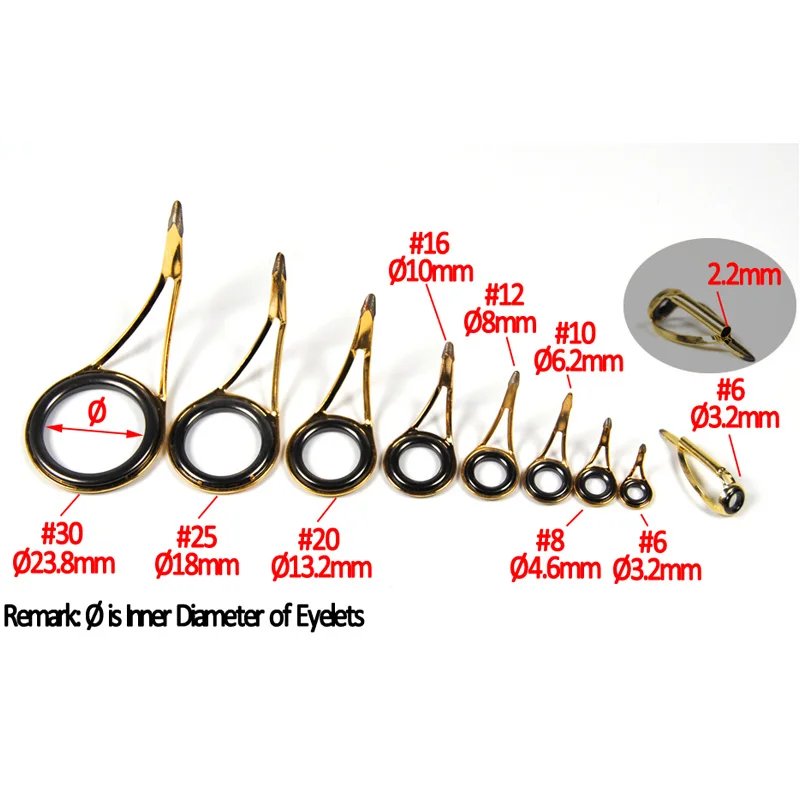 Wifreo 9 sztuk złoty kolor ze stali nierdzewnej wzmocnione Y Rack przelotka wędkarska pierścienie oczko dla Baitcast Boa Rod budynku Rapair