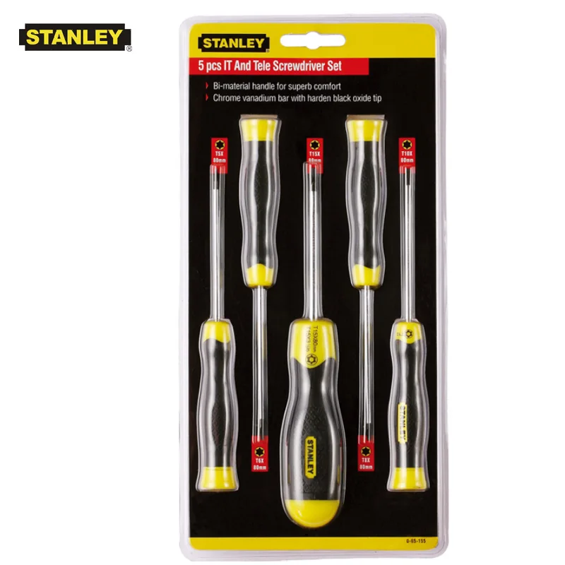Stanley 6pcs 5pcs security torx screwdrive set precision kit screwdriver torx T5 T6 T8 T10 T15 T20 T25 T30 T40 chrome steel
