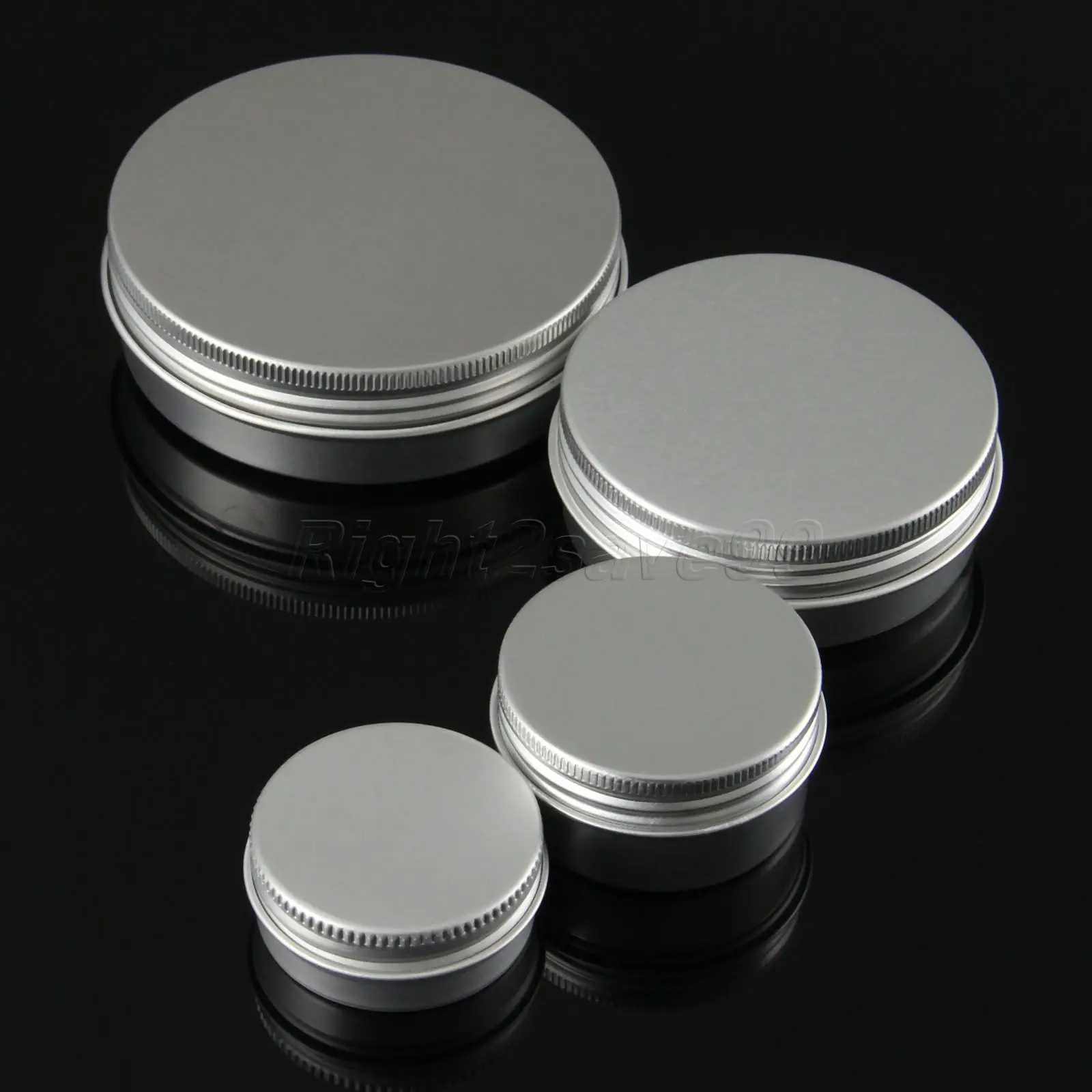

50PCS/lot Aluminium Cosmetic jar 15g 30g 60g 100g Metal Cream Jars with screw lid Silver tin container bottle can empty box