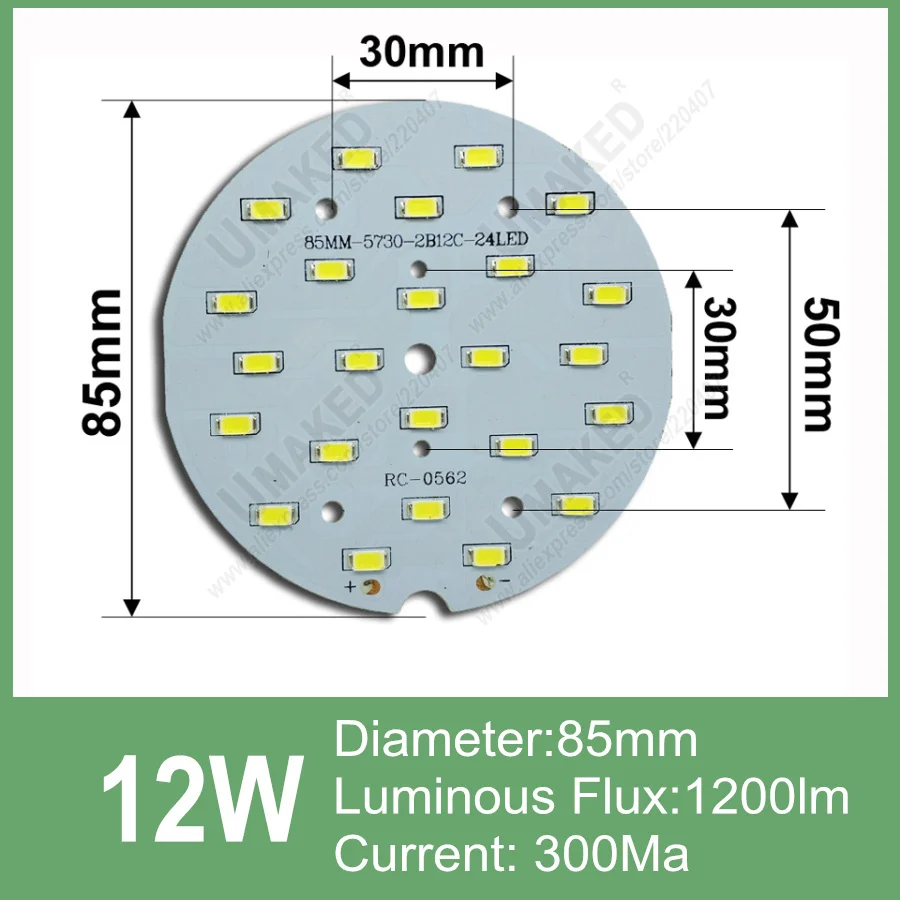 Jasność 12W 18W LED SMD5730 źródła światła dla żarówka, panel led PCB o rzeczywistej mocy do oświetlenia sufitowego