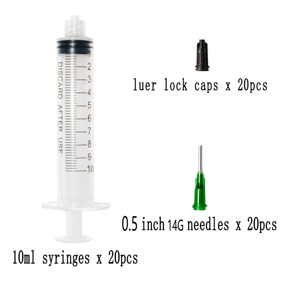 10ml hình Ống Tiêm với Kim cho Phòng Thí Nghiệm và Sử Dụng Nhiều kim phun Dụng Cụ 0.5inch 14G Cùn Đầu Pha Chế Kim với luer khóa