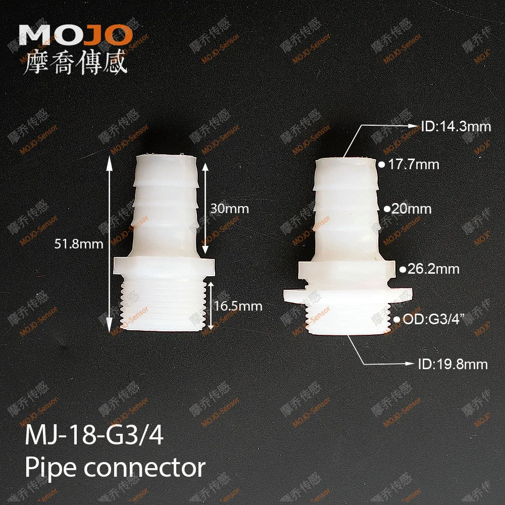 (100 개/몫) MJ-18-G3/4 직선형 조인트 18mm ~ G3/4 "수나사 커넥터 파이프 피팅