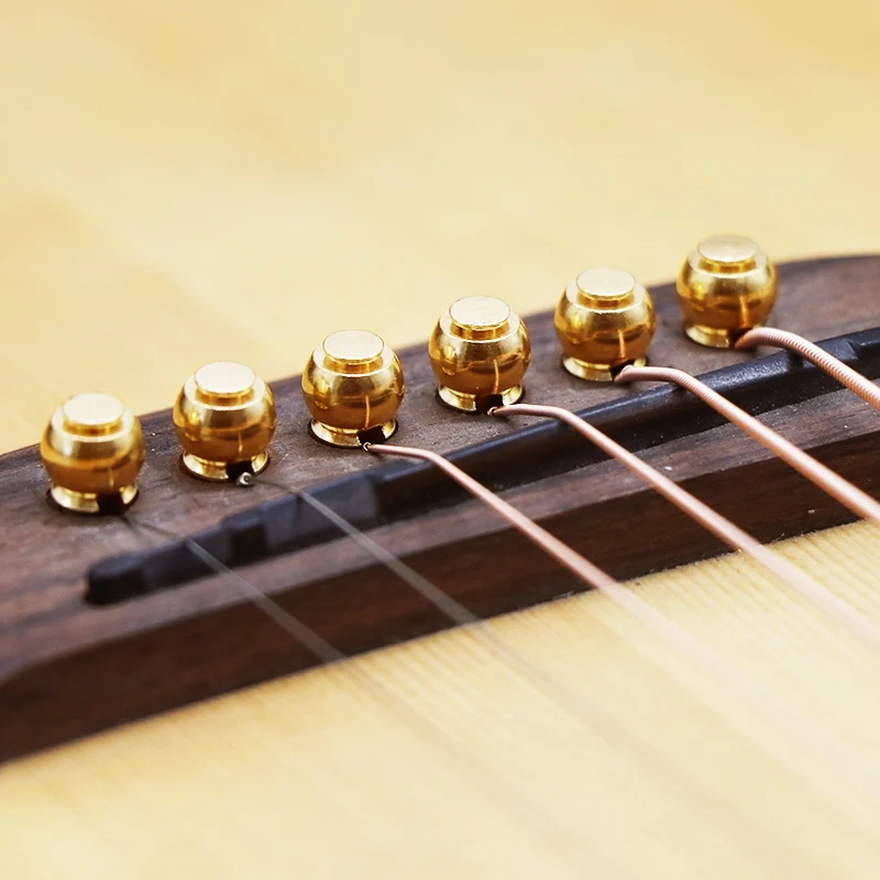 Juego de clavijas de puente de cuerda de guitarra acústica, piezas de repuesto de cobre sólido de latón, accesorios de cuerdas de guitarra, clavo, 6