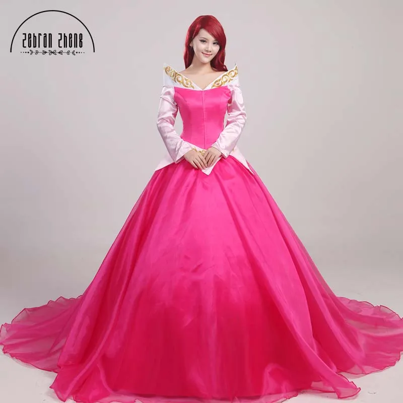 New style Princess Aurora Cosplay Costume Pink Dress For Adults Women Birthday Party Custom-Made