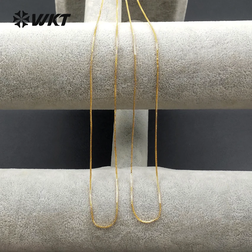 WT-N1063 Wholesale link Chain Clasp Necklace closely chain cable box chain in gold plating for pendant O chain Jewelry women