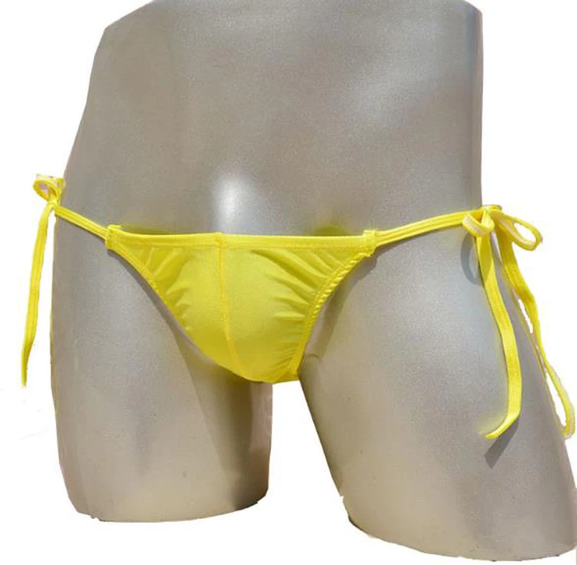 

Sexy Low-Waist Male Panties Viscose Briefs Lace-up Adjustable Size Swimwear Underwear 022-1