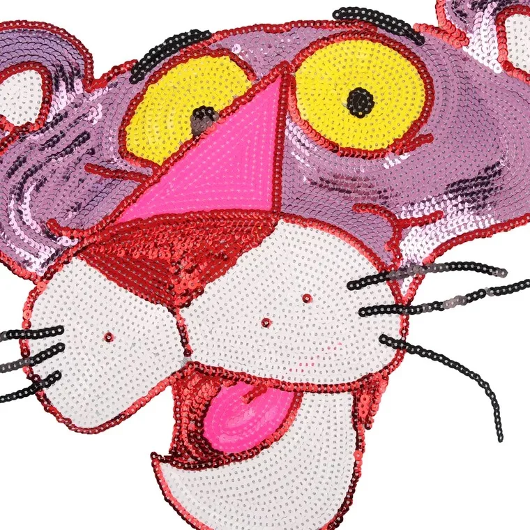 New Arrival Large Pink Leopard Sequined Patches for Clothes T-shirt 13.7\