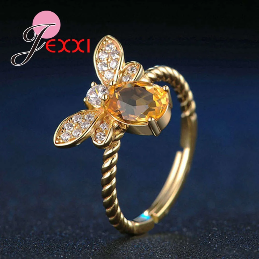 Attractive Small Bee Finger Rings 100% New Brand Stacking Finger Rings For Women/Lady Girls Fashion Wedding Anniversary Jewelry