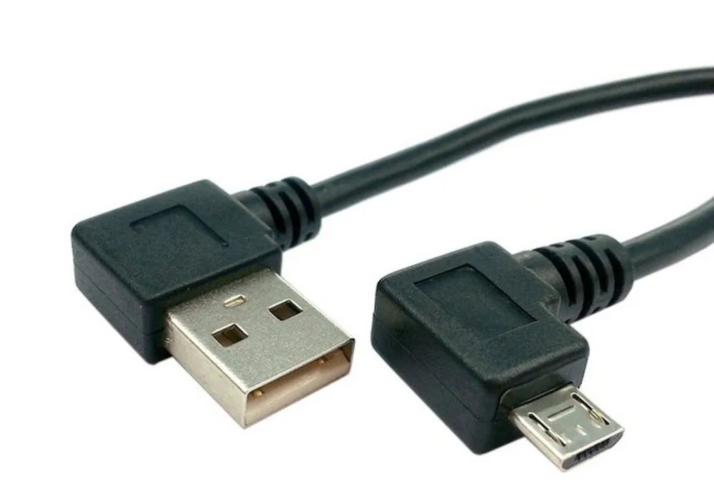 

USB 2.0 A Male Left/Right Angle 90 Degree to Micro Right Angle Male Data Charger Cable Cord 28AWG with shielded 25cm