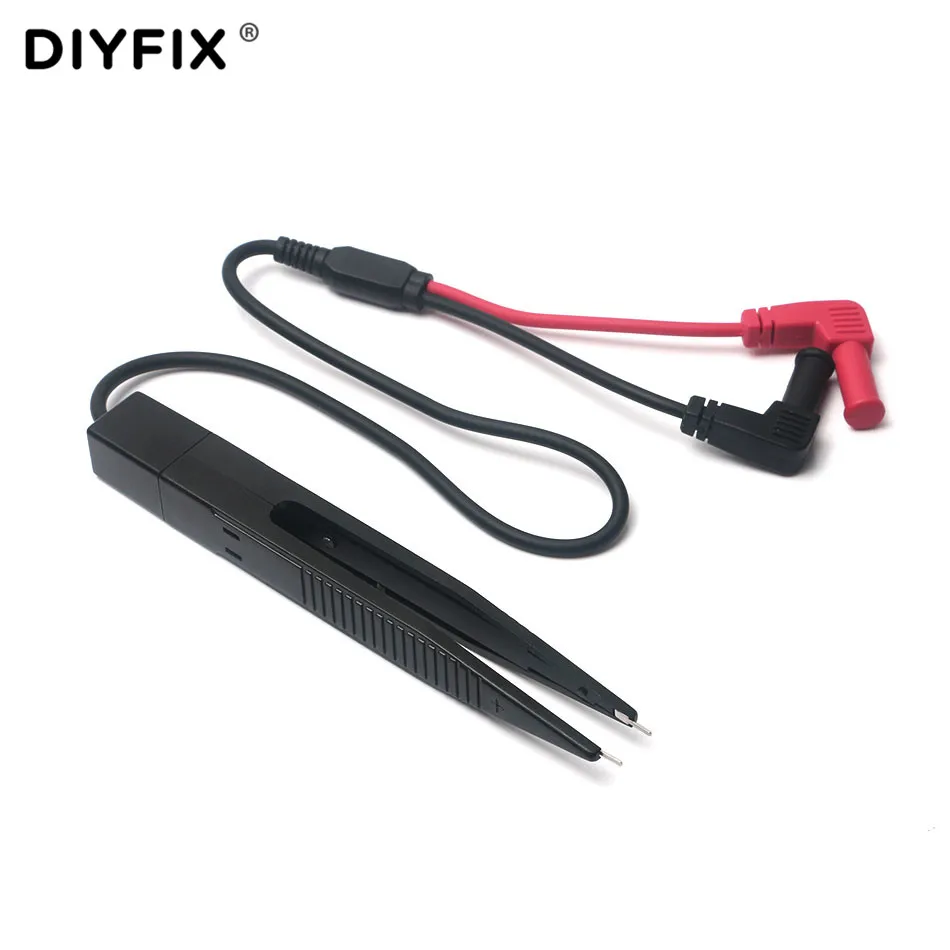 DIYFIX SMD Inductor Test Lead Clip Probe Tweezers Multimeter LCR Chip Components Tester Meter Wire Pen Capacitor Resistor