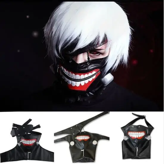 High Quality Clearance Tokyo Ghoul 2 Kaneki Ken Mask Adjustable Zipper Masks PU Leather Cool Mask Blinder Anime Cosplay