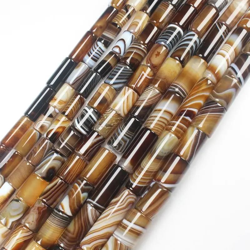 column 6x12mm,8x30mm Botswana Agates Persia Sardonyx onyx Coffe stripe Natural stone Tube DIY Loose Beads 15\