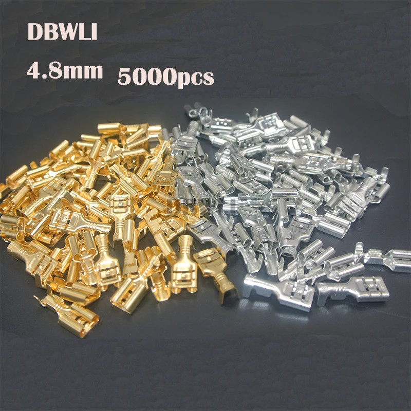 5000PCS  4.8mm 4.8 Crimp Terminal  Female Spade Connector Crimping terminals Cold press terminal