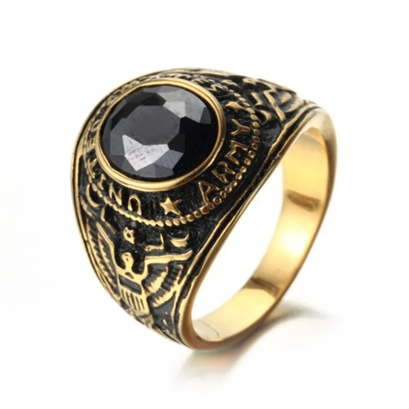 Golden Casting titanium steel ring The memorial Ring United States Army Ring