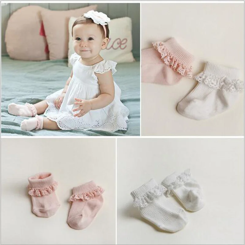 0-4y Baby Kids socks boy/Girls Children Cute lace socks Princess pink/white party accesories  toddler baby floor socks