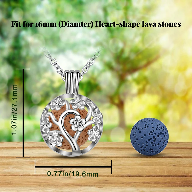 Eudora Harmony Flower Locket 7PCS Volcanic Lava Stone Necklace For Women Aroma Diffuser Locket Pendant Necklace 4 Style