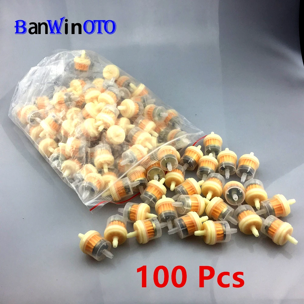 100pcs Universal New Gas Oil Fuel Filter 50cc 70cc 90cc 110cc 150cc 250cc Atv Dirt Bikes Go Karts, Scooters , Motorcycle,Car