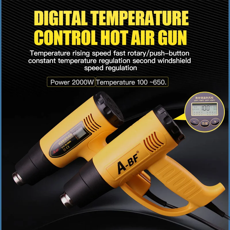 A-BF Industrielle Heißer Air Gun Digitale Display Elektrische Wärme Pistole Kunststoff Schweißen Fackel Heißes Haar Trockner Auto Folie Rösten 1600W/2000W