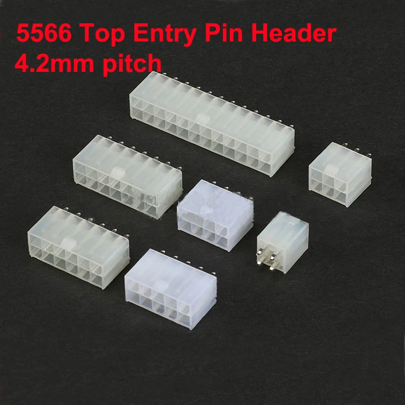 

5566 5557 4.2mm Pitch Cable Jumper Wire Connector Top Entry Pin Header Straight Needle 2 To 24Pin Shell Male Terminal Available