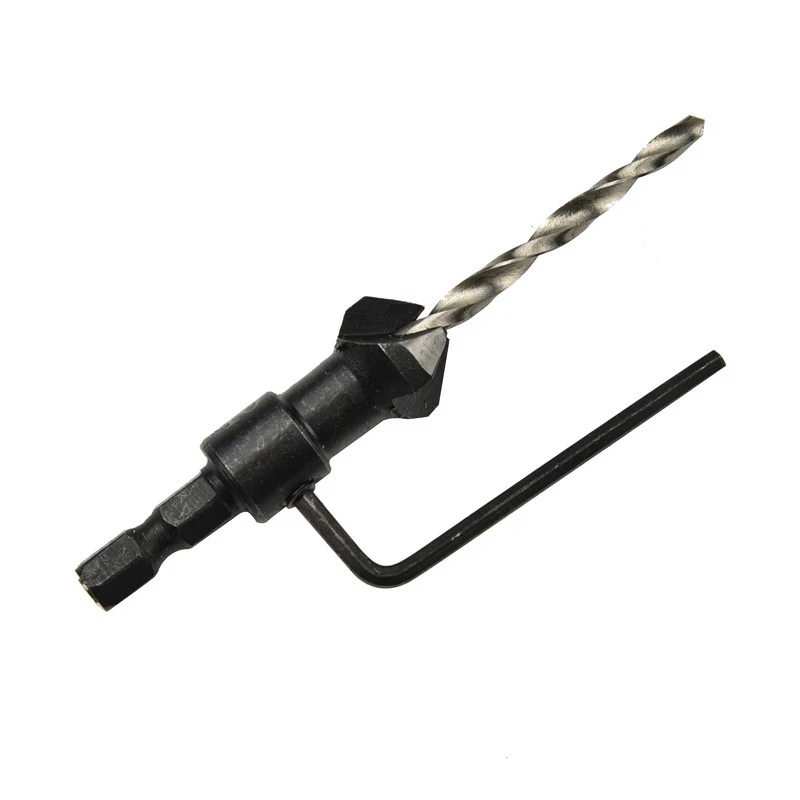 4 sztuk/zestaw stożek otwór odwrócony wiertarka kątowa 1/4 "uchwyt sześciokątny otwór wiertła tonący wiertło rozwiercające Bit otwieracz do drewna