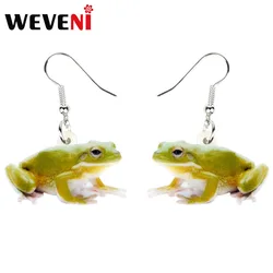 WEVENI Accessory Acrylic Cute Green Frog Earrings Dangle Drop Animal Jewelry For Women Girls Cute Party Gift Charms Dropshipping