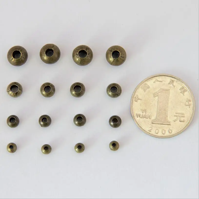 100pcs 4/5/6/8mm Metal Iron Antique Bronze Round Smooth Ball Space Loose Beads For DIY Jewelry Making Bracelets & Necklaces Z242