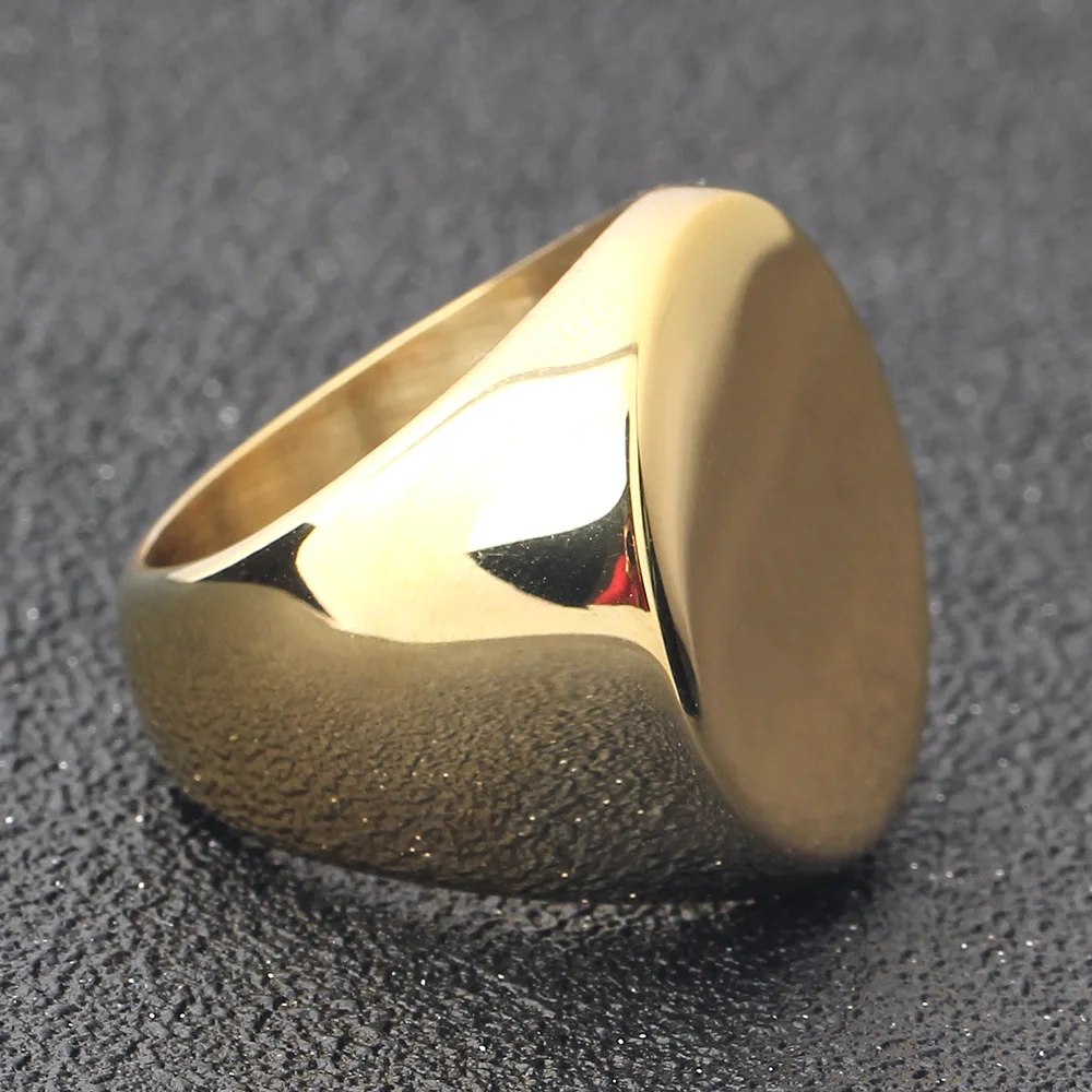 Customized Rings Engrave Name Photo Logo Ring Stainless Steel Round Mens Signet Rings For Family Wedding Personalized Gifts