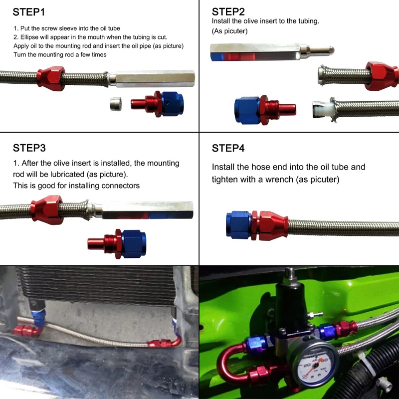 Braided Oil Line Fuel Hose Oil Gasoline Brake Line Hose For Racing Motorcycle Hose 1 Meter AN4 AN6 AN8 AN10 AN12