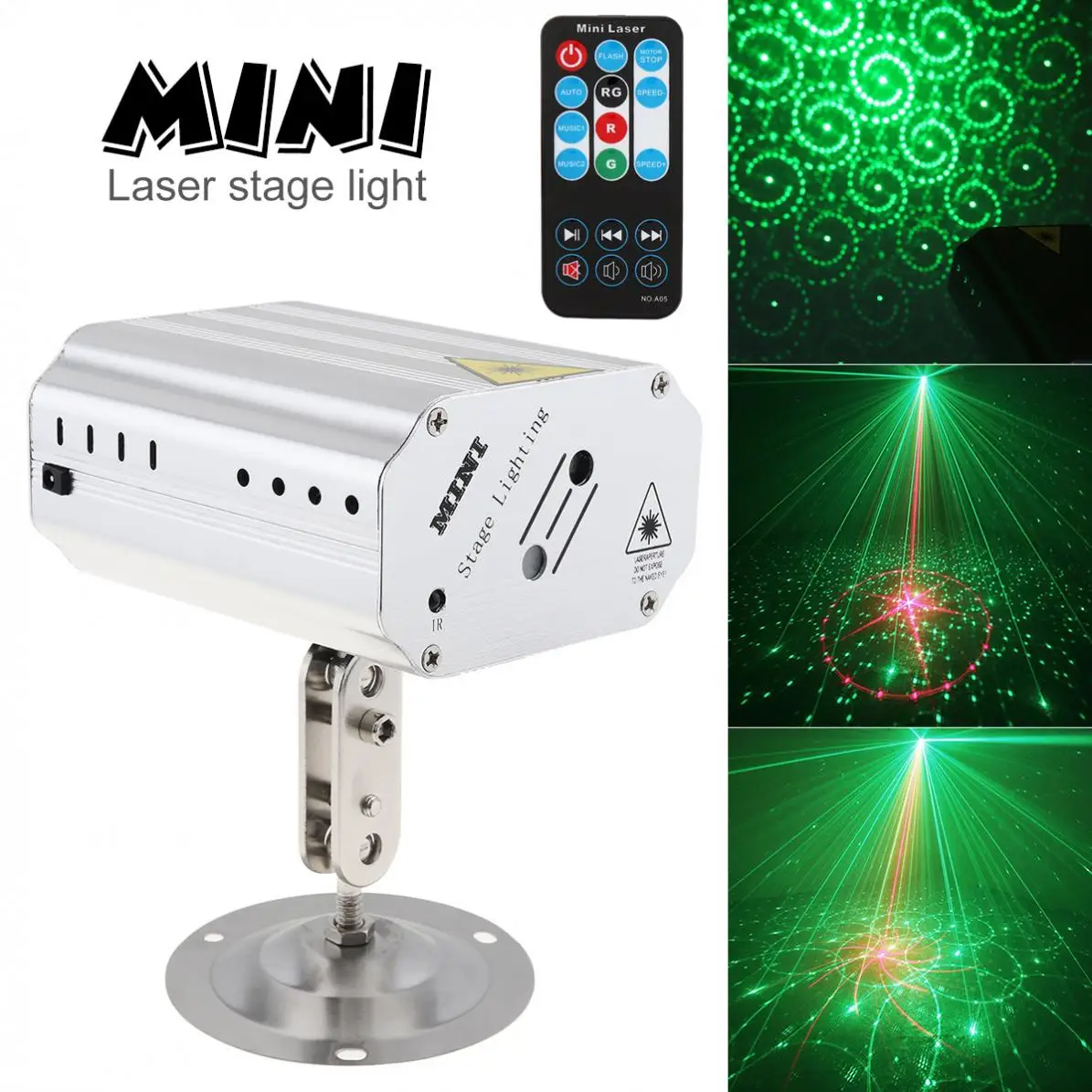 Double Hole Voice Control Music Rhythm Flash Light LED Laser Projector Stage DJ Disco Light with Remote Control for Party / Club