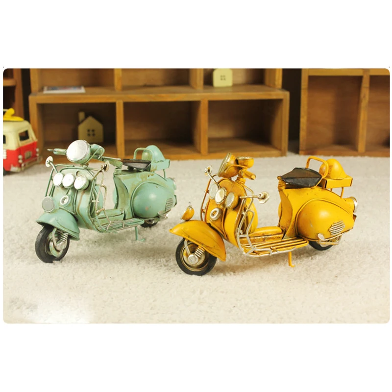 iron car model toys miniature Retro motorcycle ornaments home coffee shop wedding decorations gifts high quality