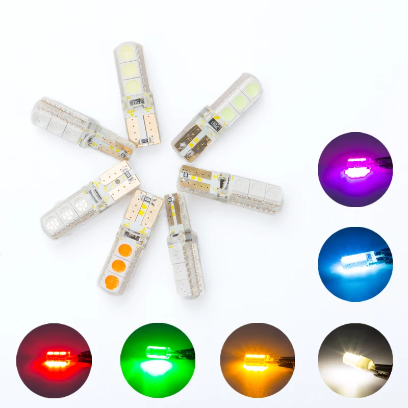 

100pcs Silicone LED Bulb t10 w5w 194 168 162 Side marker light License plate light Interior lights Reading light led Trunk light