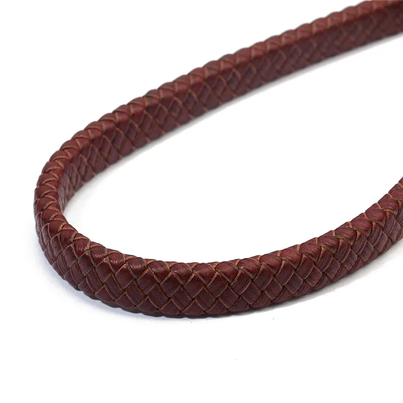 XINYAO 1yard/lot Width 10mm 12mm Braided Real Leather Cord Bracelet Findings Flat Leather Rope Thread For DIY Jewelry Making