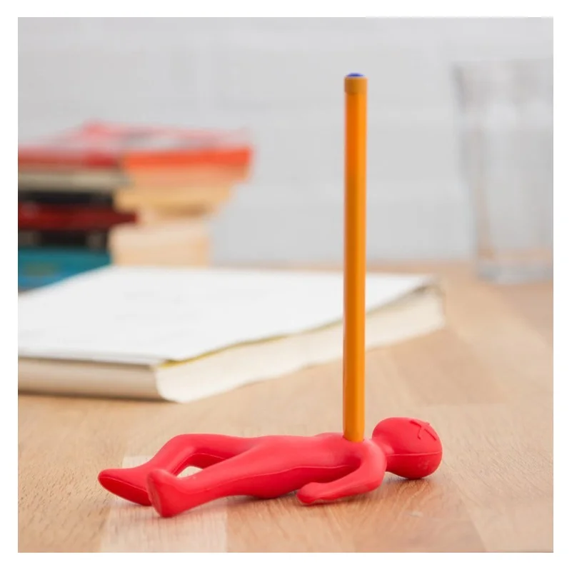 Creative Red Little Man Pen Holder Relieve Stress Funny Gift Novelty Desk Decoration Stationery