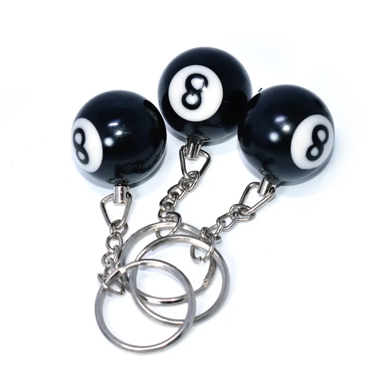 2019 Fashion creative unisex 25mm pure black 8th billiards key ring billiards supplies billiards gift black 8 key ring pendant