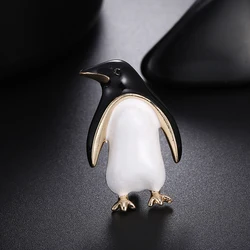 Enamel Cartoon Penguin Brooch Lovely Animal Lapel Collar Pin Women Jewelry Sweater Scarf Suit Pins Accessories