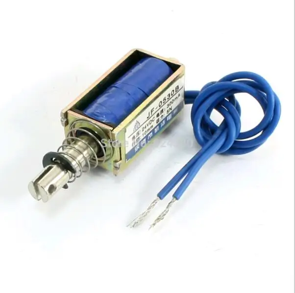 JF-0530B Push Pull Type Solenoid Electromagnet 24V DC 300mA 10mm Stroke 5N 0.5Kg 1.1LB Holding Force Open Frame Discount