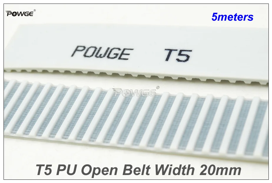 

POWGE 5meters T5 Open-End Timing Belt Width=20mm T5-20 PU With Steel Core T5 20 Synchronous Belt Fit T5 Pulley For CNC RepRap