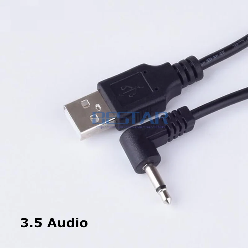 USB A Male To 3.5 mm Audio cable 1m 3 feet 5V 2A Mono 3.5mm USB Elbow Design Black