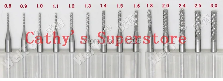 0.8-1.8mm NEW CNC PCB Bits, 10pcs PCB End Milling Cutting Tool Set for Print Circuit Board Drill