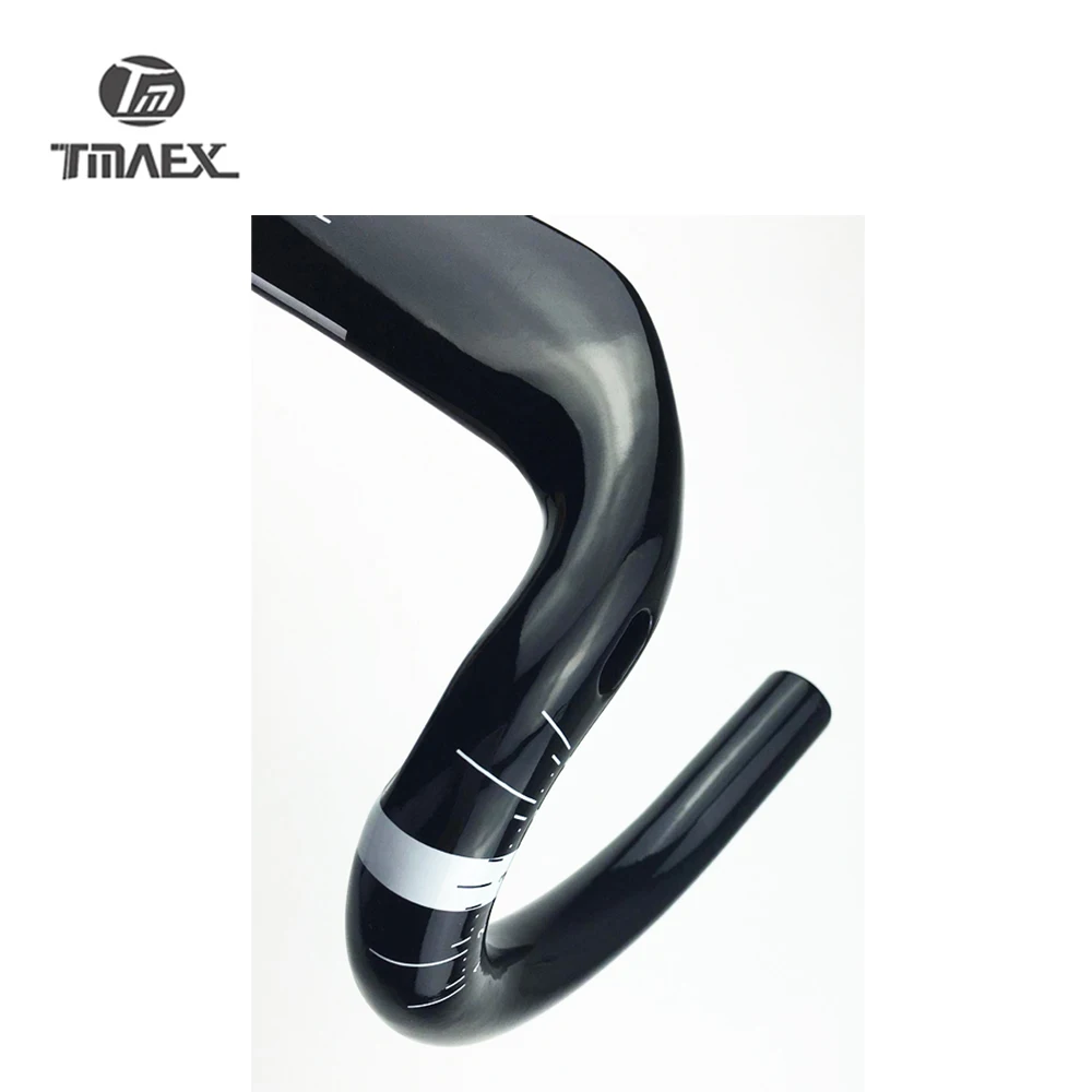 TMAEX-Integrated Road Bicycle Handlebar, Cycling Bike Parts, Black Glossy Road, Drop Bar with Stem, 340g
