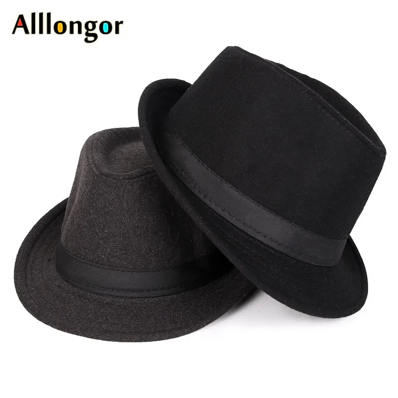 Classics Autumn 2024 Winter Short Brim Felt Fedoras Hat Men Black panama Vintage top sombrero trilby mens hats gentleman fedora