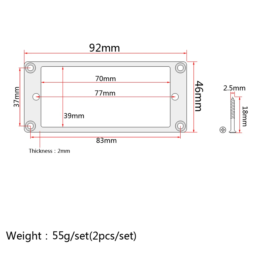 2pcs Humbucker Guitar Pickup anelli di montaggio Set Pickup Frame w/vite di montaggio per Pickup a doppia bobina per chitarra elettrica