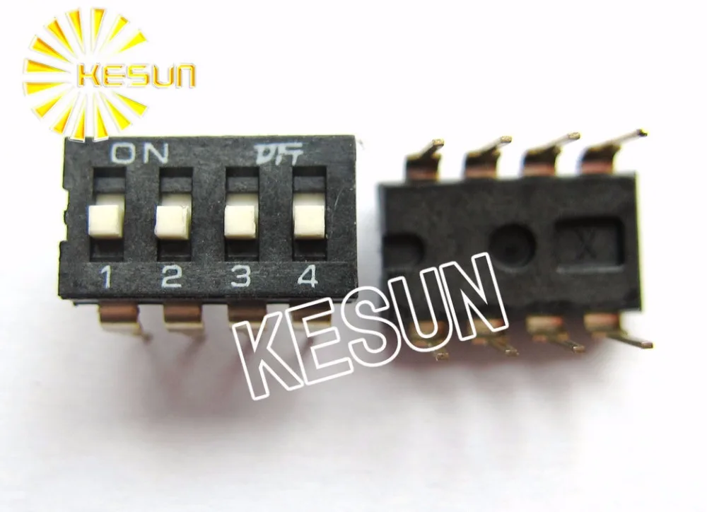 

China Quality KI-04 Black 4P DIP Switch 2.54mm 4 Position IC Encoder Switch Slide Switch KI-04H x 100PCS