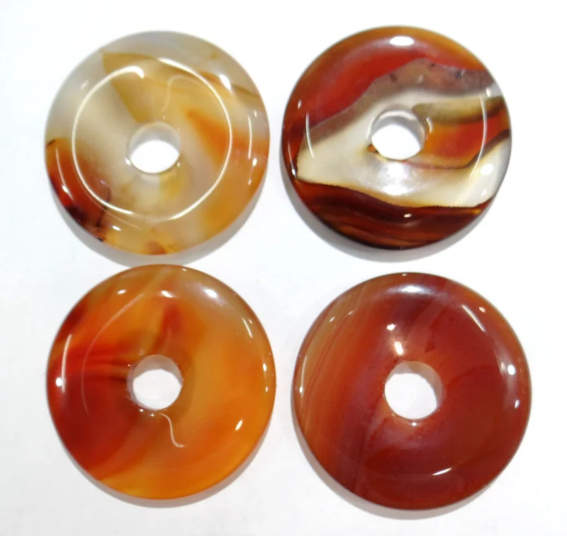 

Wholesale 12pcs Mix Natural Stone Red Agates Circle Donut Charms Pendants 35mm for Jewelry Making Necklace Charms Accessories