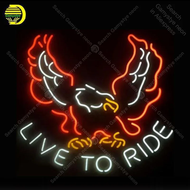 Live To Ride Neon Sign Display Real GLASS Tube Affiche Decor Shop Window Handcraft Publicidad Art anuncio luminoso Dropshipping