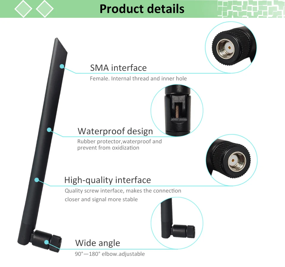 GWS 4 Stück 2,4G Antenne 5dBi SMA Buchse WLAN WiFi 2,4GHz Antenne PBX IoT Modul Router TP-Link Signalempfänger RG1.13 21cm Kabel – Detail 7